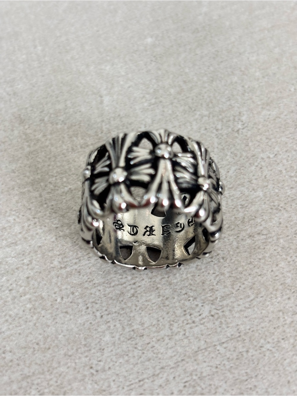 Silver Cemetery Cross Wide Band Ring